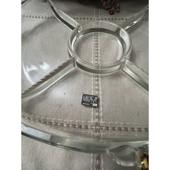 Vintage Mikasa Glass Serving Dish – Clear Glass with Goldtone Accents – 16 Inch - Picture 3 of 8